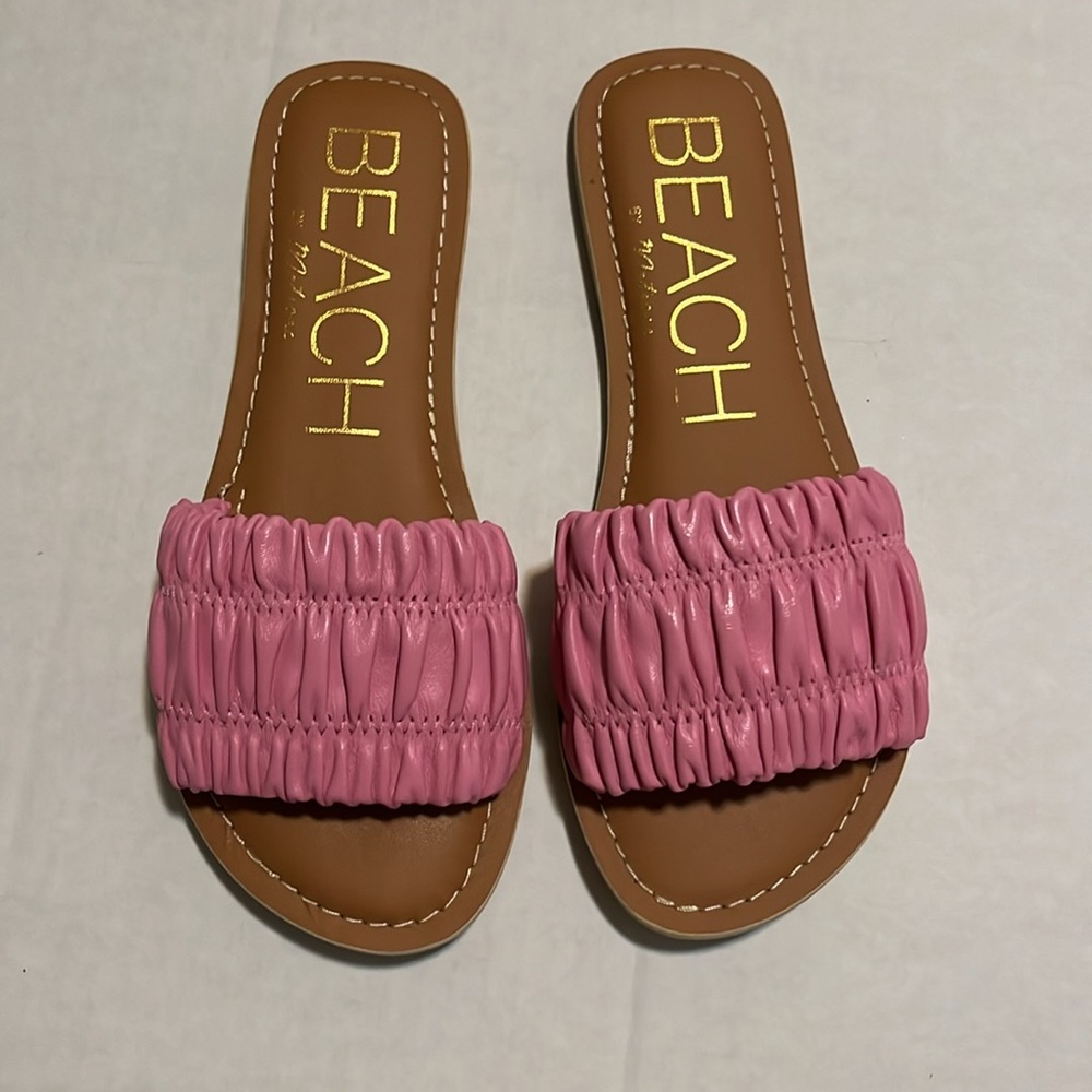 BEACH Pink Ruched Slide Sandals for Women - Picture 2 of 8